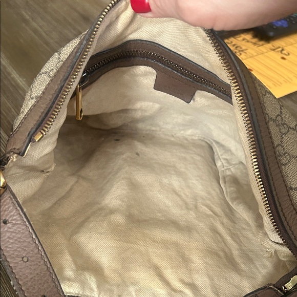 Authentic Gucci Beige and Brown Shoulder Bag with Red and Green Stripe - Picture 5 of 8